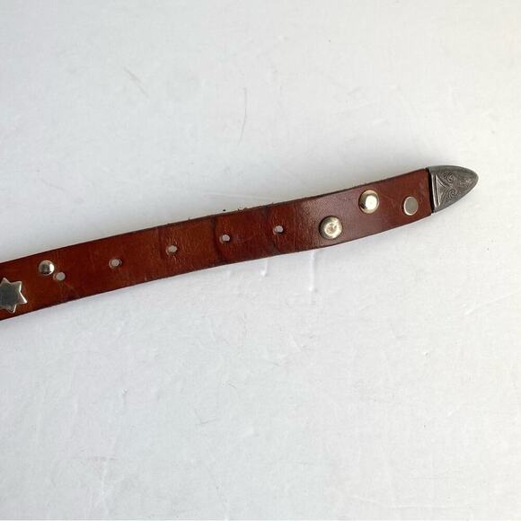 Vintage Western Studded Belt Brown Leather Star Coastal Cowgirl Womens Small - Picture 6 of 10